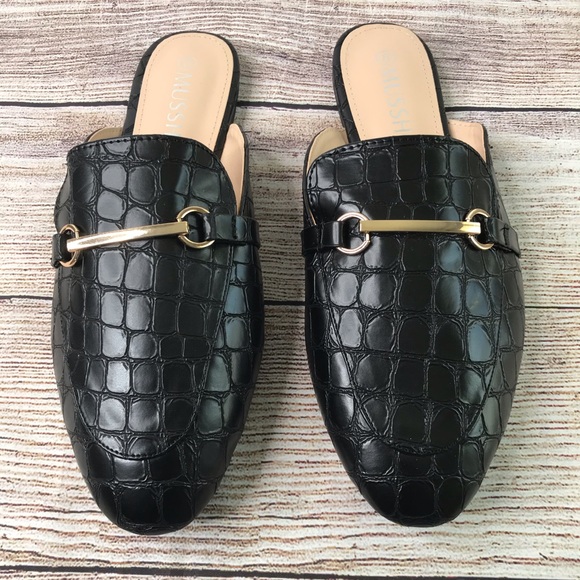 musshoe Shoes - Black Mule Slides Size:8